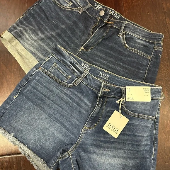 Ana Blue Denim Shorts Set Women’s Size 10 - Picture 1 of 4